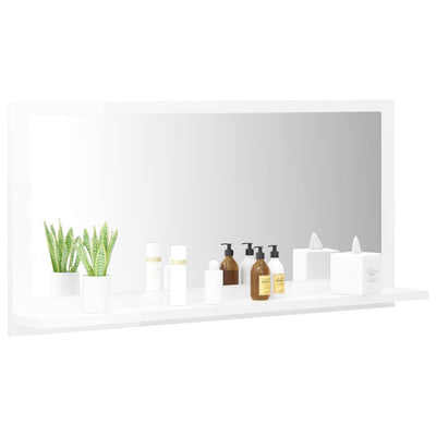 Bathroom Mirror High Gloss White 80x10.5x37cm Chipboard
