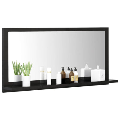 Bathroom Mirror High Gloss Black 80x10.5x37cm Chipboard
