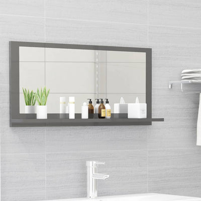 Bathroom Mirror High Gloss Grey 80x10.5x37cm Chipboard