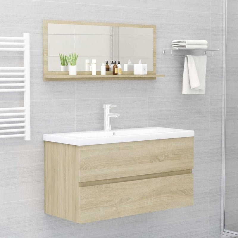 Bathroom Mirror Sonoma Oak 90cm Chipboard