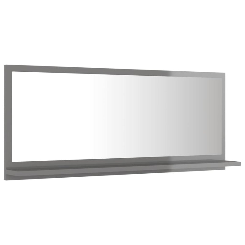 Bathroom Mirror High Gloss Grey 90cm Chipboard