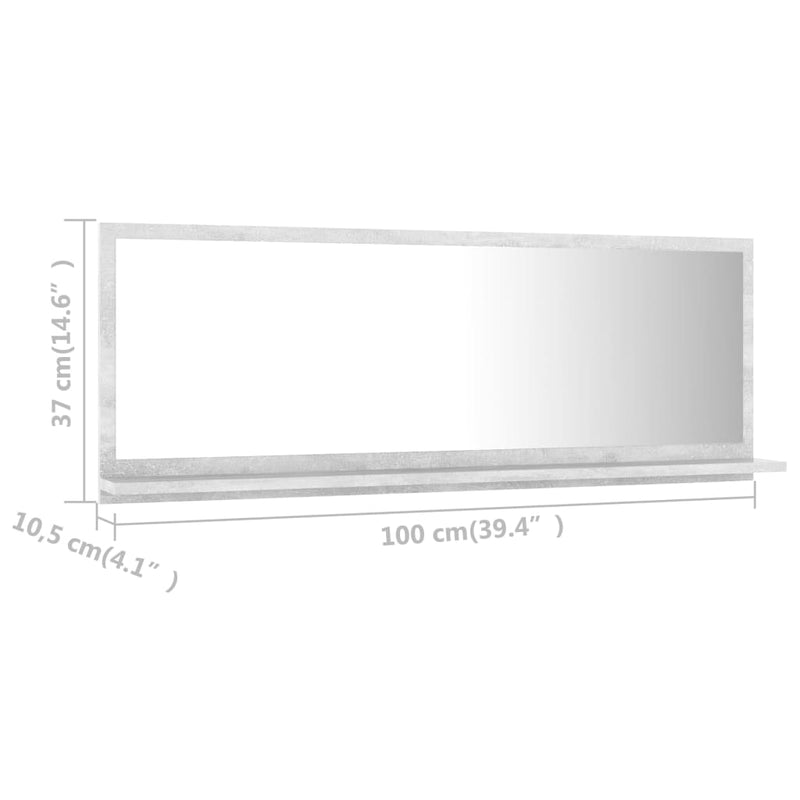 Bathroom Mirror Concrete Grey 100cm Chipboard