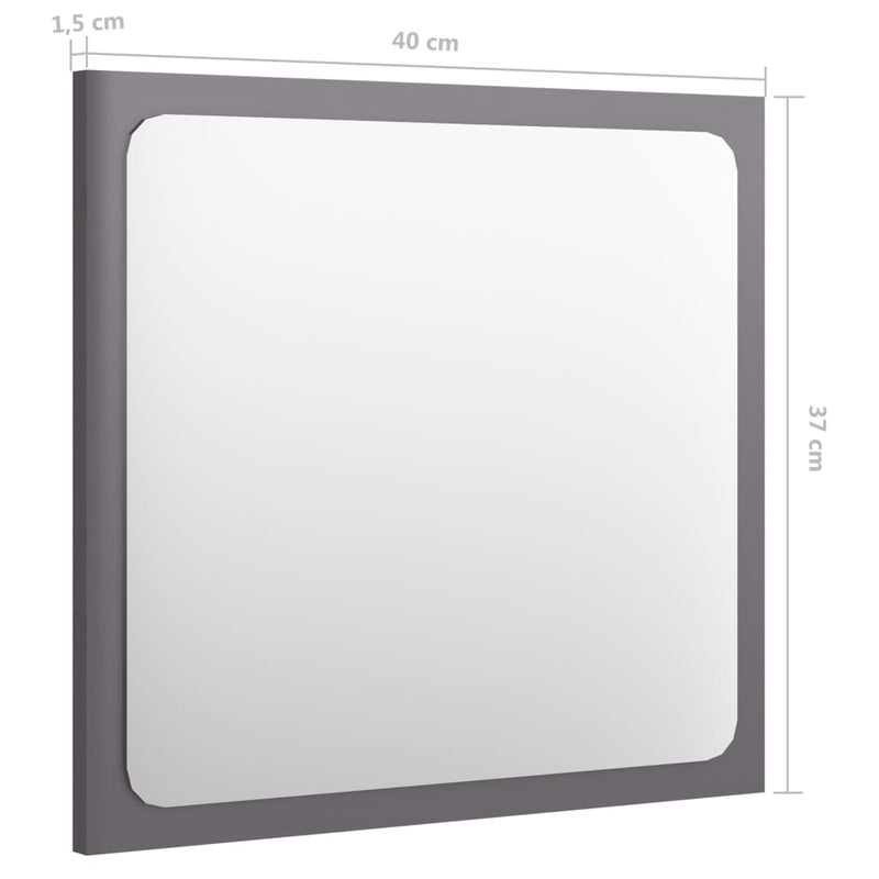 Bathroom Mirror High Gloss Grey 40x1.5x37 cm Chipboard