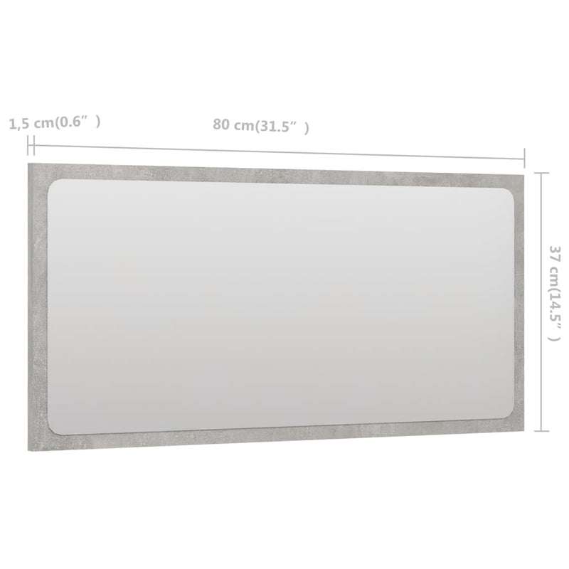 Bathroom Mirror Concrete Grey 80x1.5x37 cm Chipboard
