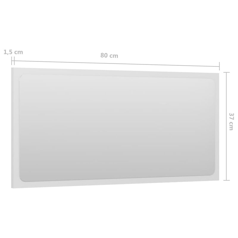 Bathroom Mirror High Gloss White 80x1.5x37 cm Chipboard