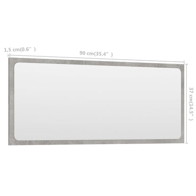 Bathroom Mirror Concrete Grey 90x1.5x37 cm Chipboard