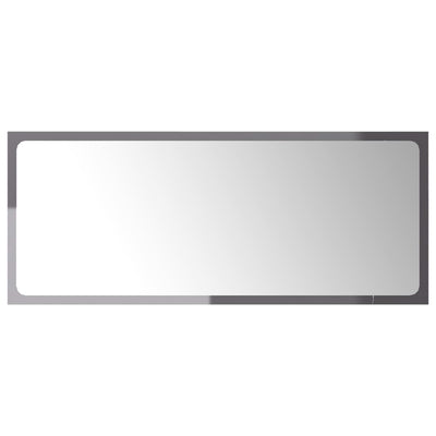 Bathroom Mirror High Gloss Grey 90x1.5x37 cm Chipboard