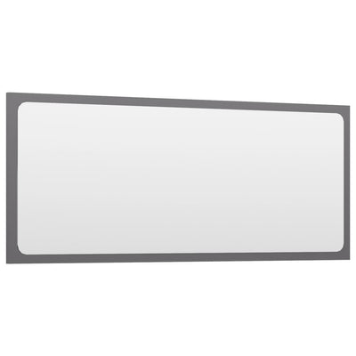 Bathroom Mirror High Gloss Grey 90x1.5x37 cm Chipboard