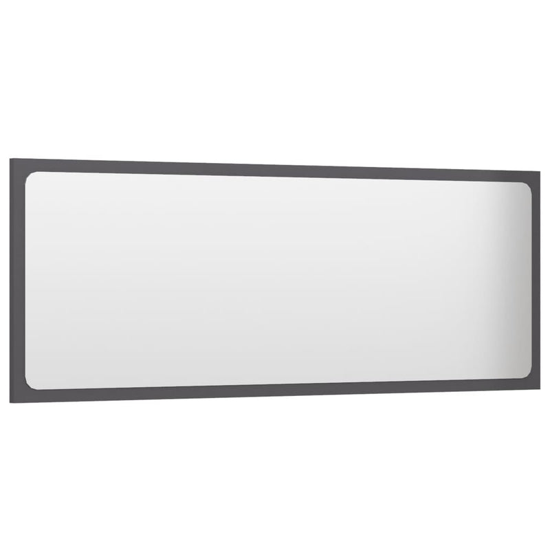 Bathroom Mirror High Gloss Grey 100x1.5x37 cm Chipboard