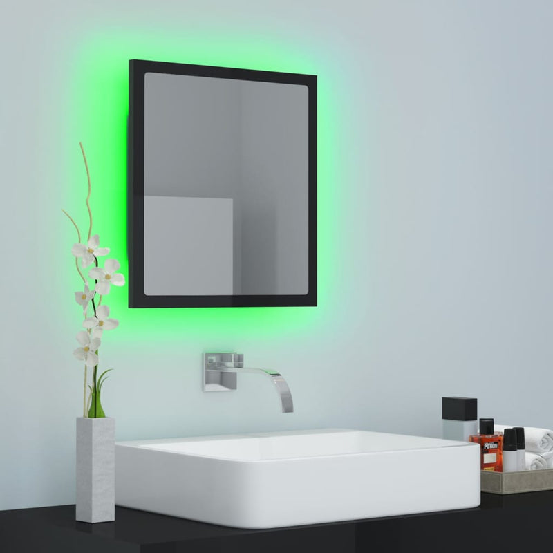 LED Bathroom Mirror High Gloss Black 40x8.5x37 cm Chipboard - Payday Deals