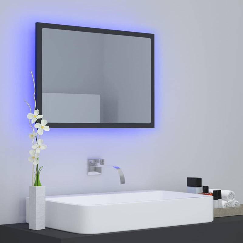 LED Bathroom Mirror Grey 60x8.5x37 cm Chipboard - Payday Deals