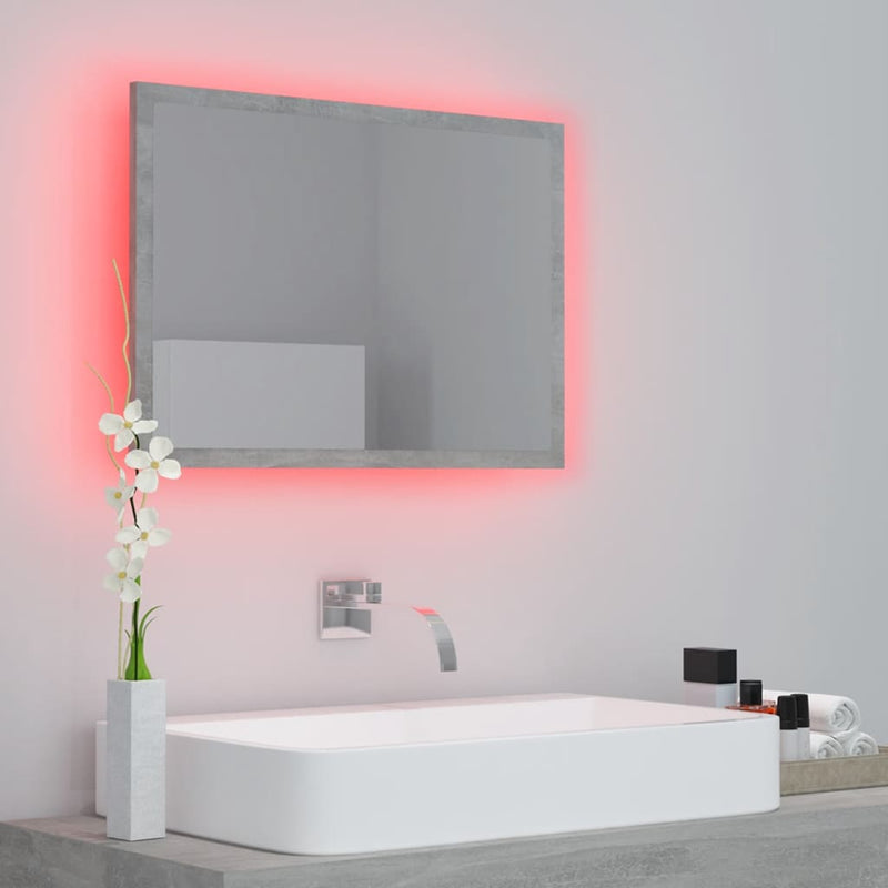 LED Bathroom Mirror Concrete Grey 60x8.5x37 cm Chipboard - Payday Deals
