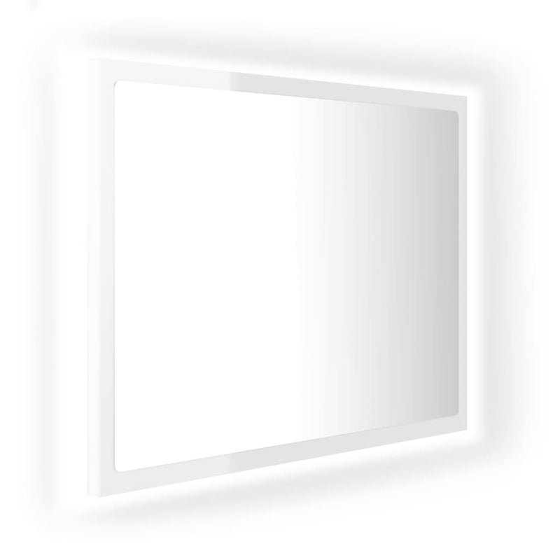 LED Bathroom Mirror High Gloss White 60x8.5x37 cm Chipboard