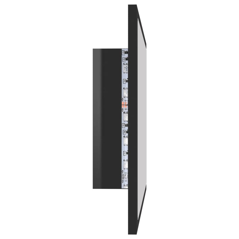 LED Bathroom Mirror High Gloss Black 60x8.5x37 cm Chipboard - Payday Deals