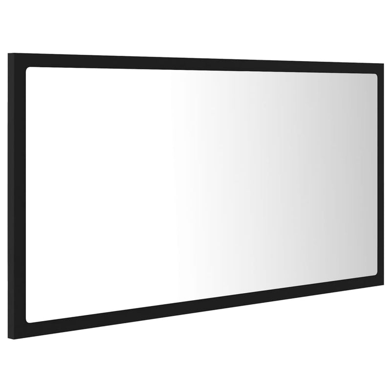LED Bathroom Mirror Black 80x8.5x37 cm Chipboard