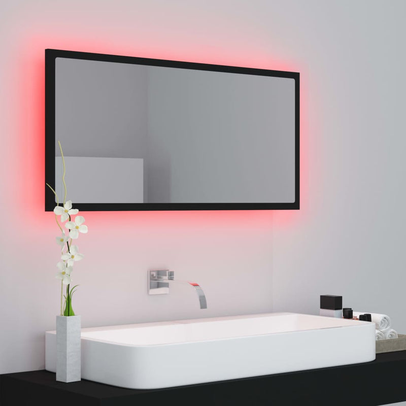 LED Bathroom Mirror Black 90x8.5x37 cm Chipboard