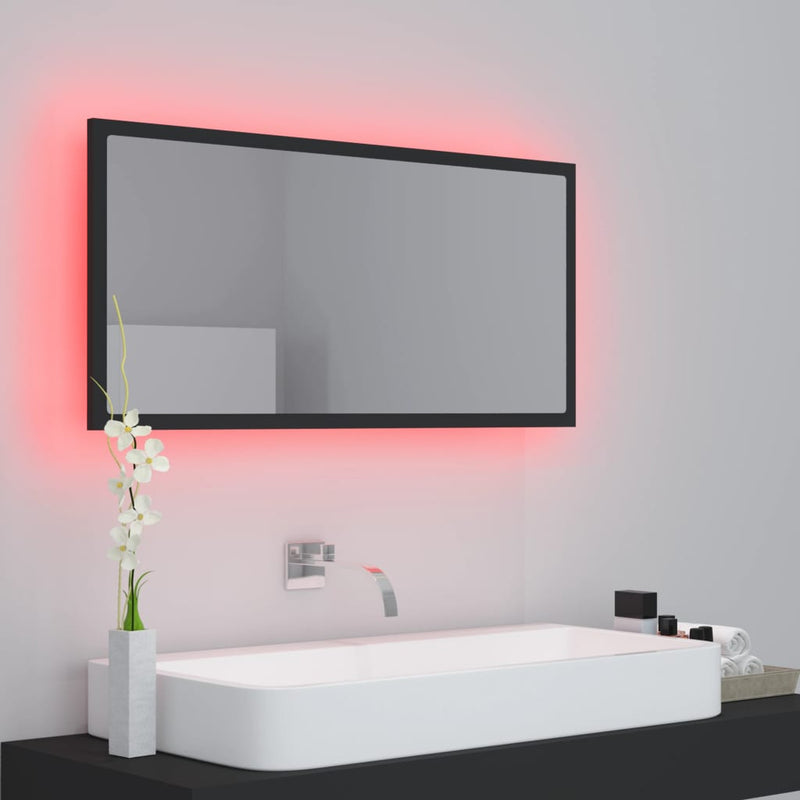LED Bathroom Mirror Grey 90x8.5x37 cm Chipboard