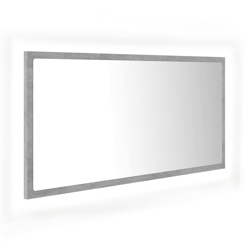 LED Bathroom Mirror Concrete Grey 90x8.5x37 cm Chipboard