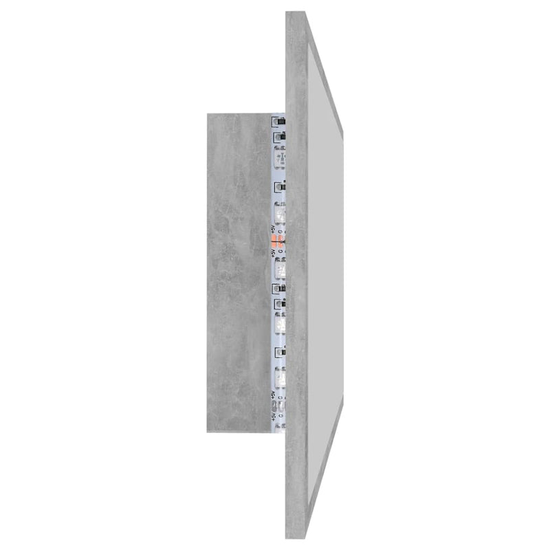 LED Bathroom Mirror Concrete Grey 90x8.5x37 cm Chipboard