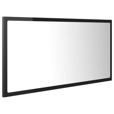 LED Bathroom Mirror High Gloss Black 90x8.5x37 cm Chipboard - Payday Deals