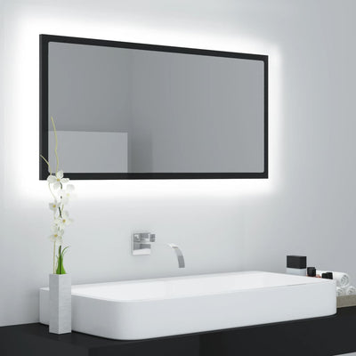 LED Bathroom Mirror High Gloss Black 90x8.5x37 cm Chipboard - Payday Deals