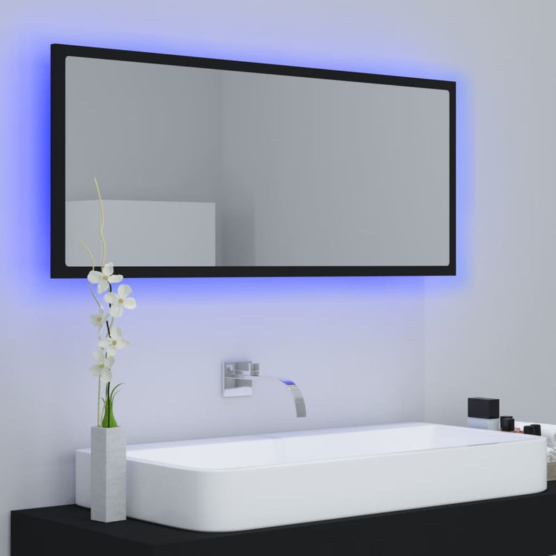 LED Bathroom Mirror Black 100x8.5x37 cm Chipboard - Payday Deals