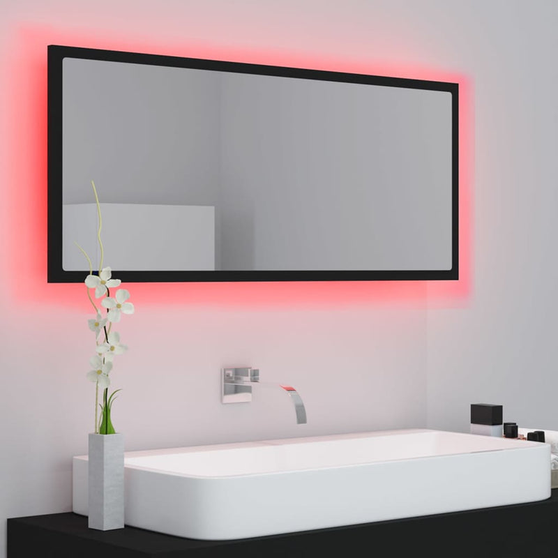 LED Bathroom Mirror Black 100x8.5x37 cm Chipboard - Payday Deals