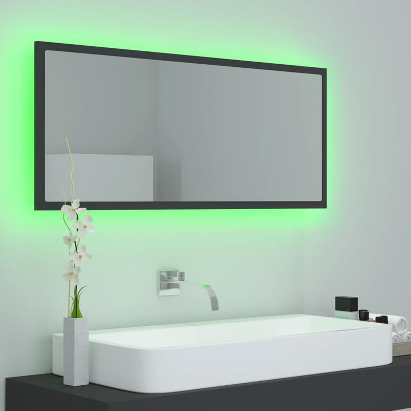 LED Bathroom Mirror Grey 100x8.5x37 cm Chipboard - Payday Deals