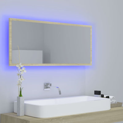 LED Bathroom Mirror Sonoma Oak 100x8.5x37 cm Chipboard - Payday Deals