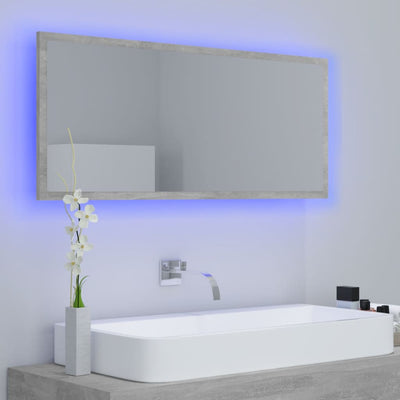 LED Bathroom Mirror Concrete Grey 100x8.5x37 cm Chipboard - Payday Deals