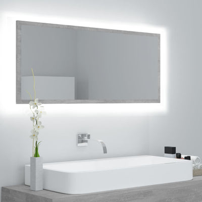 LED Bathroom Mirror Concrete Grey 100x8.5x37 cm Chipboard