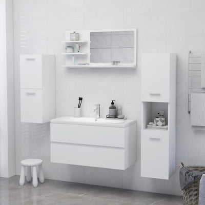 Bathroom Mirror White 90x10.5x45 cm Chipboard