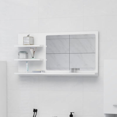 Bathroom Mirror White 90x10.5x45 cm Chipboard