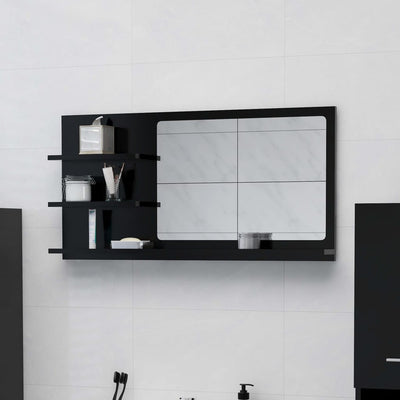 Bathroom Mirror Black 90x10.5x45 cm Chipboard - Payday Deals