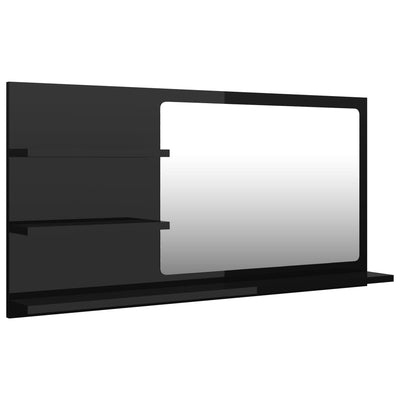 Bathroom Mirror High Gloss Black 90x10.5x45 cm Chipboard - Payday Deals