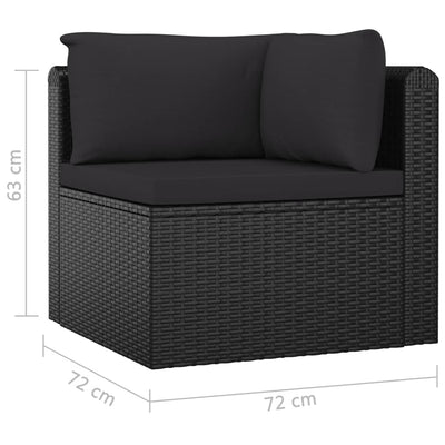 11 Piece Garden Lounge Set with Cushions Poly Rattan Black - Payday Deals