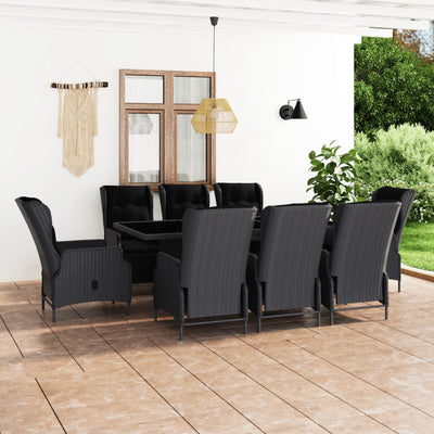 9 Piece Outdoor Dining Set with Cushions Poly Rattan Dark Grey