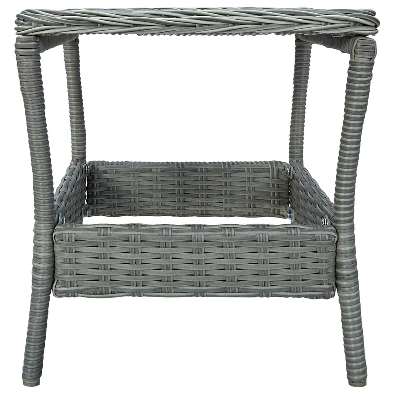 2 Piece Garden Lounge Set with Cushions Poly Rattan Light Grey