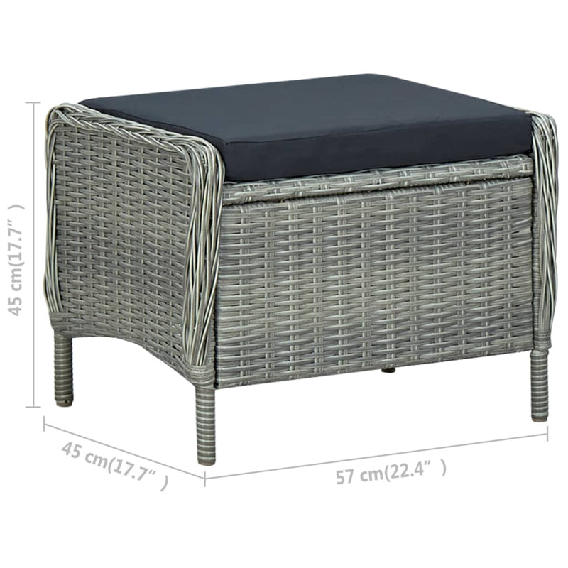 2 Piece Garden Lounge Set with Cushions Poly Rattan Light Grey