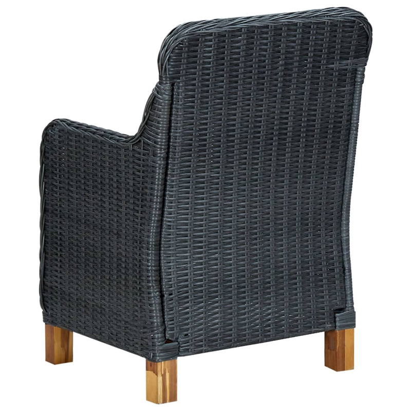 3 Piece Garden Lounge Set with Cushions Poly Rattan Dark Grey