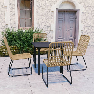 5 Piece Outdoor Dining Set Poly Rattan and Glass