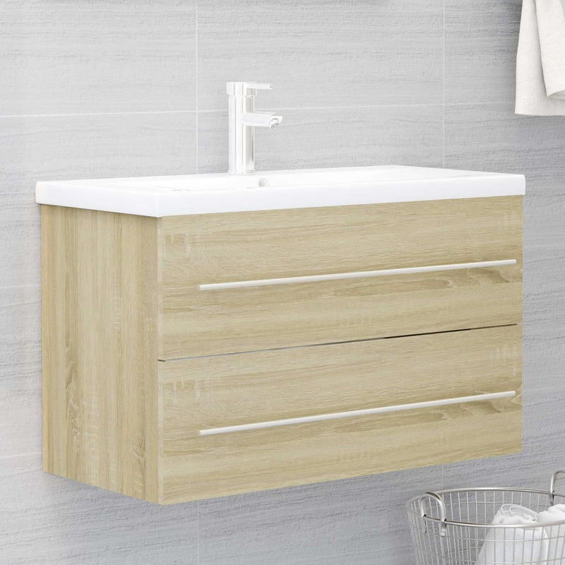 2 Piece Bathroom Furniture Set Sonoma Oak Chipboard