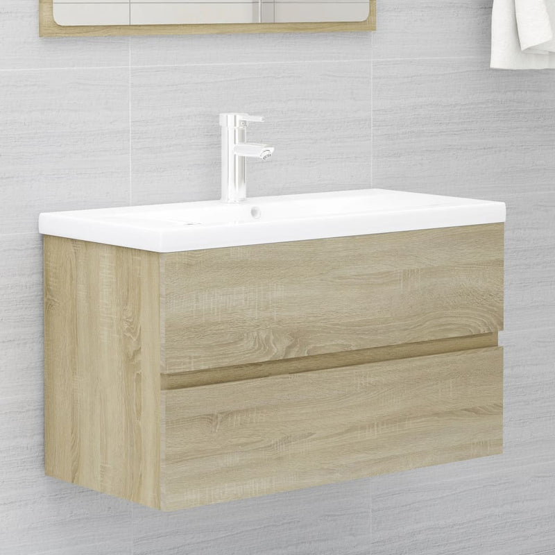 2 Piece Bathroom Furniture Set Sonoma Oak Chipboard - Payday Deals