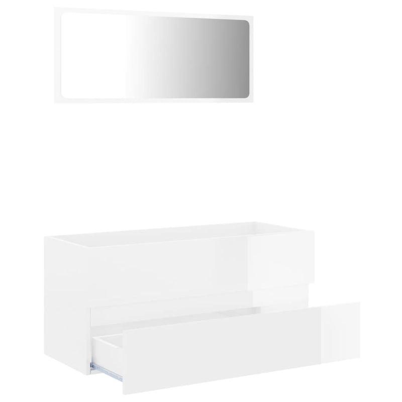 2 Piece Bathroom Furniture Set High Gloss White Chipboard