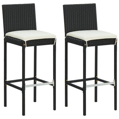 3 Piece Garden Bar Set with Cushions Poly Rattan Black - Payday Deals
