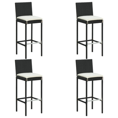 5 Piece Garden Bar Set with Cushions Poly Rattan Black - Payday Deals