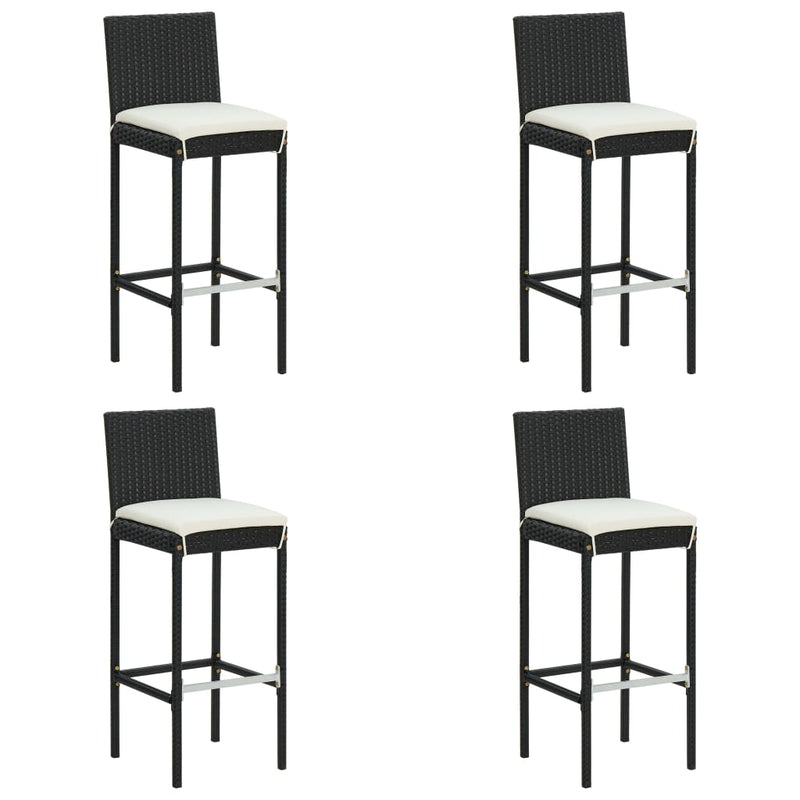 5 Piece Outdoor Bar Set with Cushions Poly Rattan Black - Payday Deals