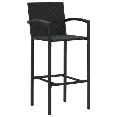 3 Piece Outdoor Bar Set with Armrest Poly Rattan Black - Payday Deals