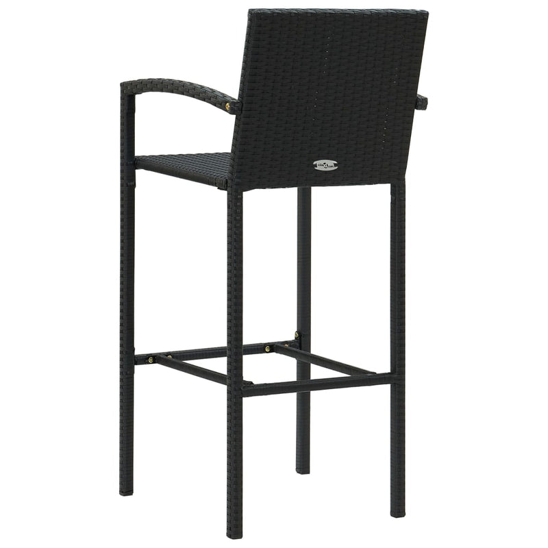 3 Piece Outdoor Bar Set with Armrest Poly Rattan Black - Payday Deals