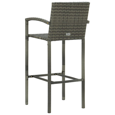3 Piece Outdoor Bar Set with Armrest Poly Rattan Grey - Payday Deals